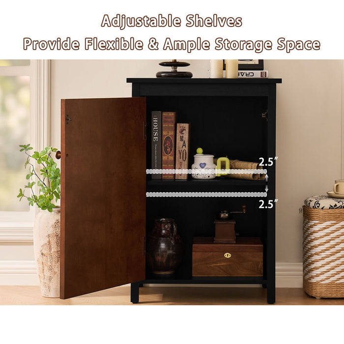 Floor Cabinet With Doors & Adjustable Shelf, Storage Cabinet For Entryway
