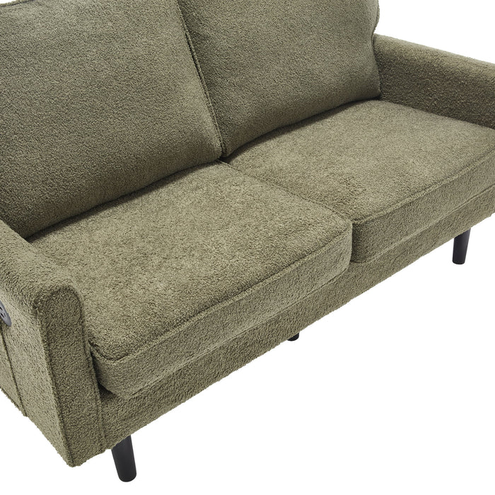 Mid Century Modern Loveseat Sofa With USB Ports, Removable Pillow Cover