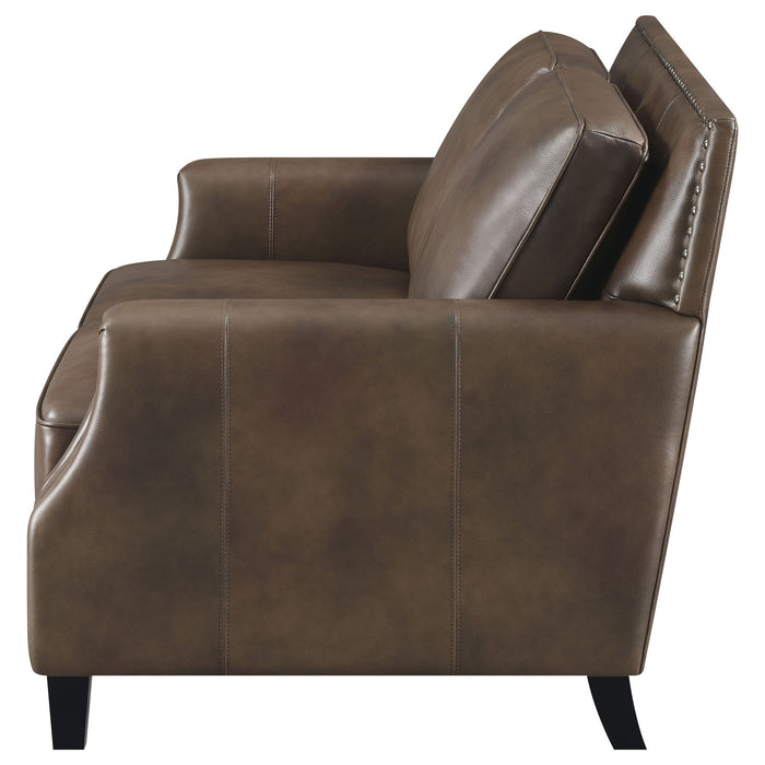 Gunderson - Loveseat With Recessed Arms - Brown