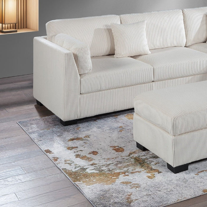 Sectional Sofa Set With Reversible Left / Right Chaise And Matching Cocktail Ottoman