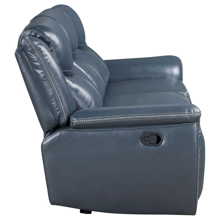 Stanwicke - Motion Reclining Sofa With Drop Down Table - Blue