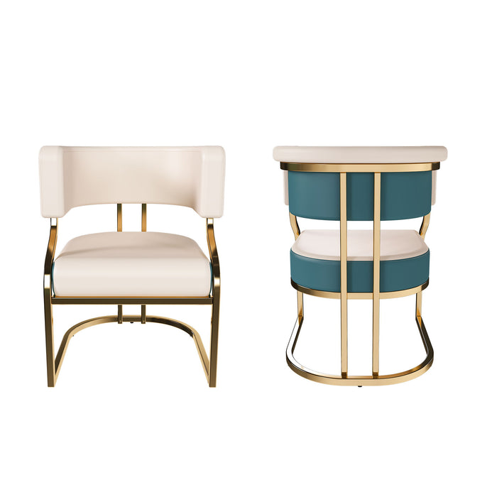 Dining Chairs Ergonomic Curved Backres (Set of 2) - Blue / Neutral