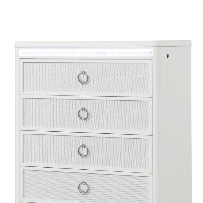 Abigale - 5 Drawer Chest With LED Lighting - White