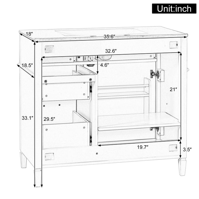 Modern Bathroom Vanity With Sink Top, Flip Drawer Design