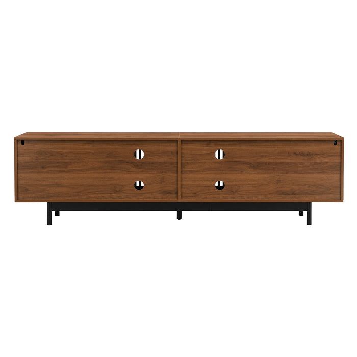 TV Stand, Media Console & Soft Closing Hinges, Adjustable Shelves, Slatted Doors - Walnut