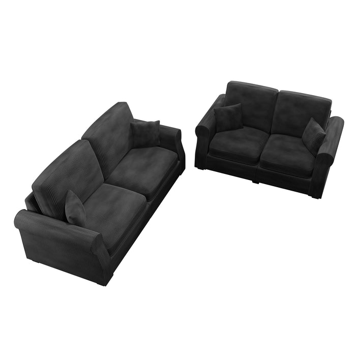 Contemporary 2 Piece Sofa Set With Matching Pillows