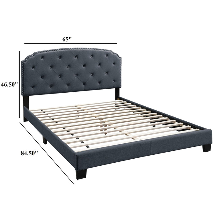 Button Tufted Bed With Nailhead Trim