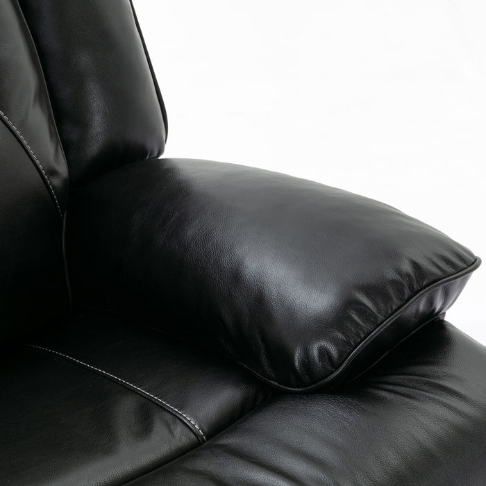 2 Seater Home Theater Recliner Manual Recliner Chair With A LED Light Strip Two Cup Holders And A Storage Box For Living Room