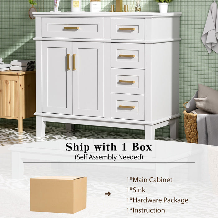 Modern Bathroom Vanity With Ceramic Sink, Soft Close Storage Cabinet