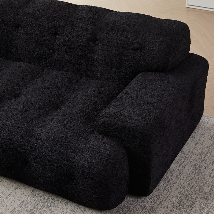 Cloud Series Minimalist Button Tufted Square Arm 3 Seater Sofa