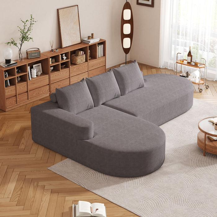 Modern Curved Sofa, L-Shaped Modular Sectional Set With 3 Pillows