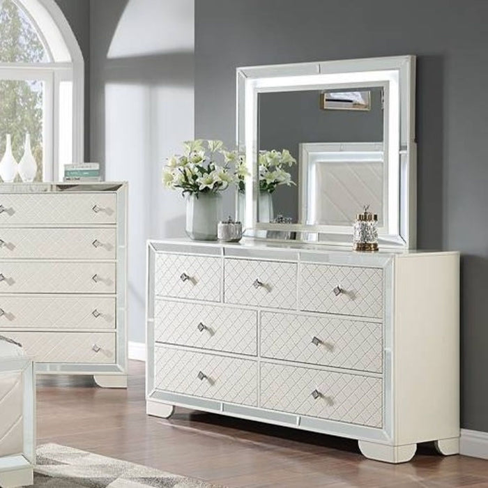 1 Piece Dresser With Diamond-Shaped Knob Handles, Bedroom Furniture - Cream
