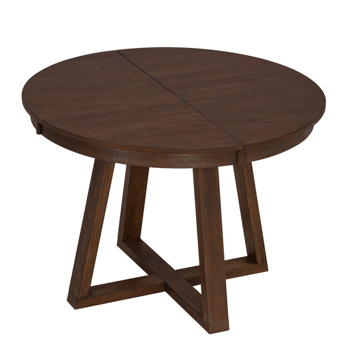 Dining Set With Leaf Round Table And 4 Upholstered Chairs