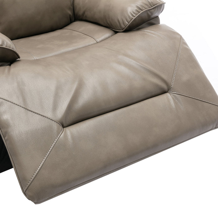 3 Seater Home Theater Recliner Manual Recliner Chair With A LED Light Strip Two Built-In Cup Holders For Living Room