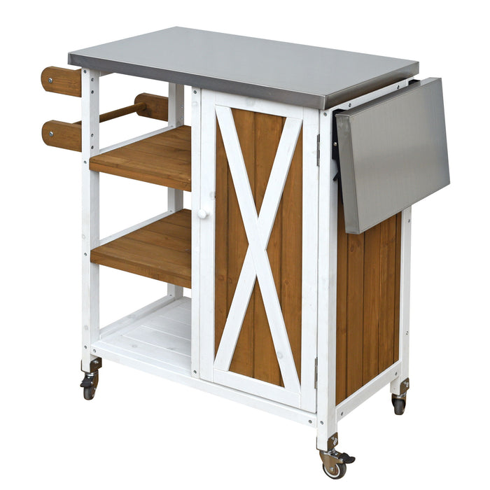 Foldable Outdoor Kitchen Island With Storage Cabinet