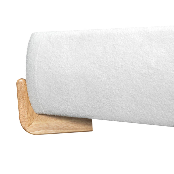 Queen Size Upholstered Bed With Slat Support - White