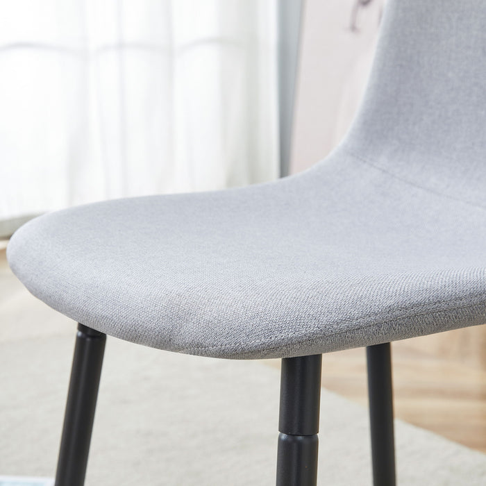 Modern Medieval Style Cushioned Side Chairs Set With Black Metal Legs For Kitchens