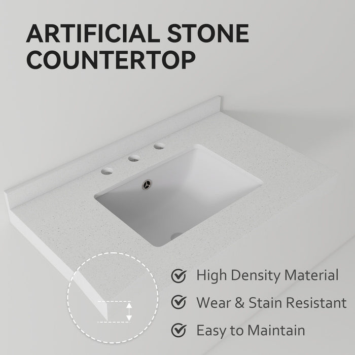 Basin Sink With 2" Thick Rim, Triple Faucet Holes, Sink Only