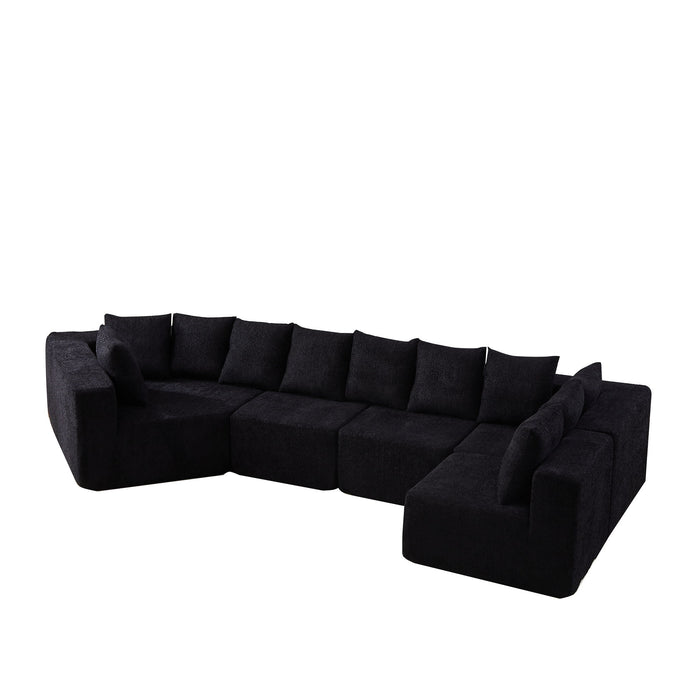 L - Shaped Modular Sofa With Deep Seat And 11 Pillows