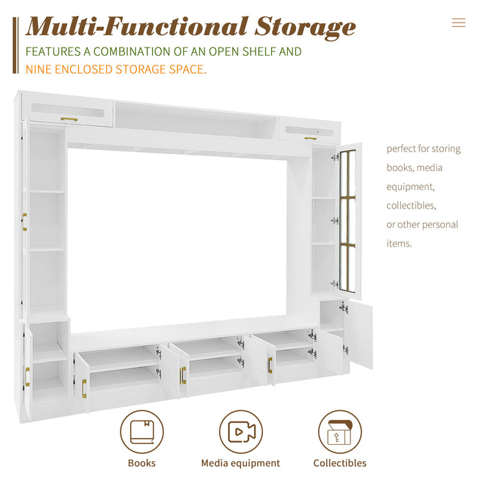 Wall Unit Entertainment Center With Bookshelves For TVs Up To 80"
