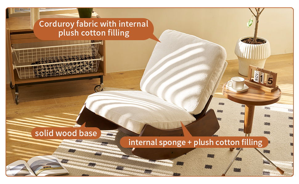Comfortable High-Quality Upholstery Glider Rocking Chair