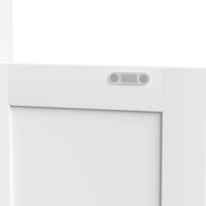 Bookcase Tall With 2 Doors & 2 Drawers, Fixed Open Shelves - White