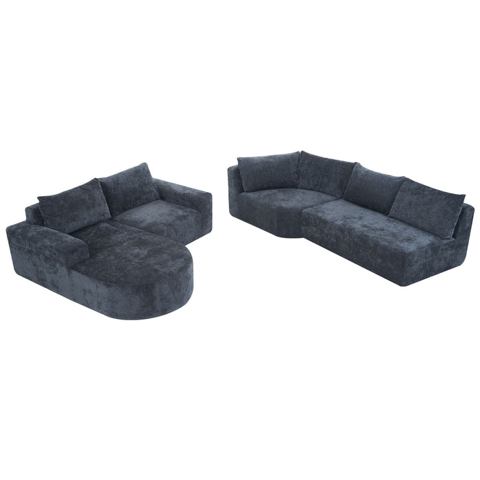 Modular Cloud Sectional Sofa Set, U-Shaped Upholstered Couch With Deep Seat