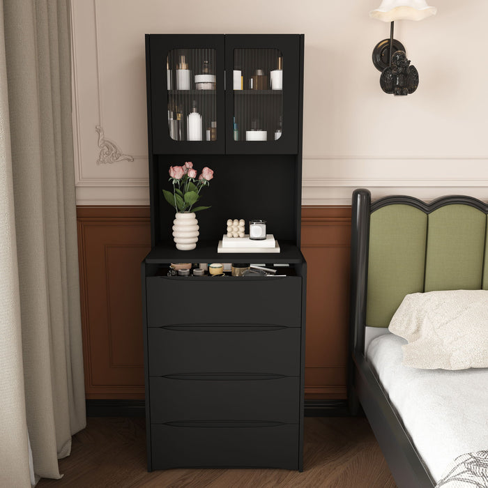 3 In 1 Vanity Table With LED Mirror & Storage Stool For Bedroom