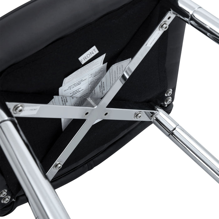 Modern Bar Chair Set Streamlined Backrest Metal Legs 2 Pieces - Black / Silver