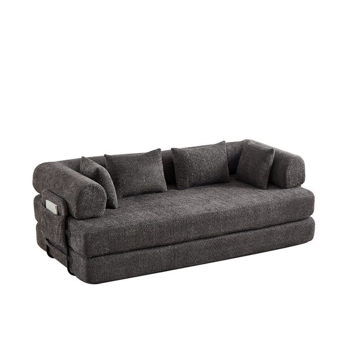 Convertible Sleeper Sofa Bed With Cylindrical Pillow