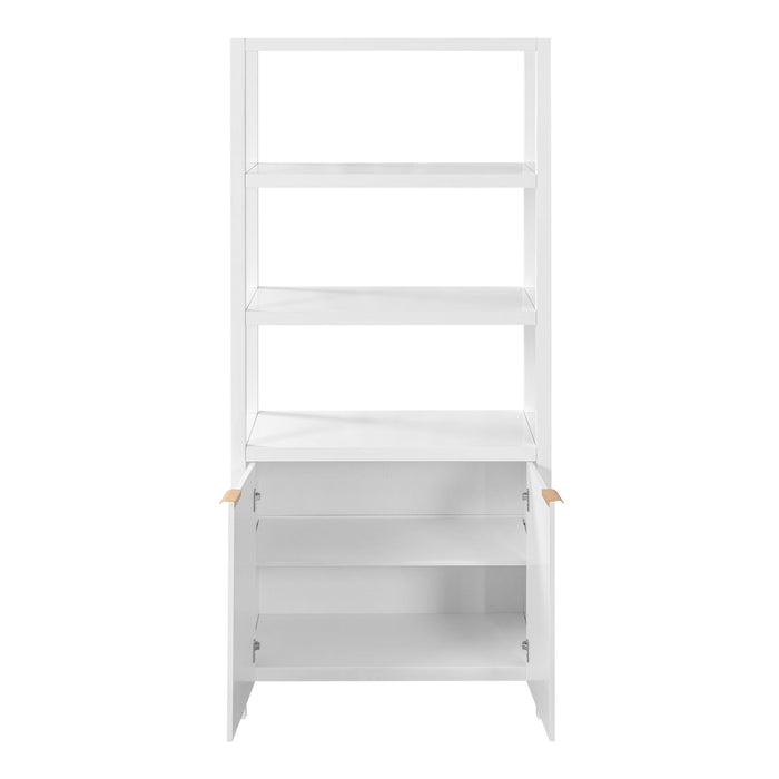 Modern Tall Storage Bookcase Cabinet With 2 Open Shelves & Double Doors