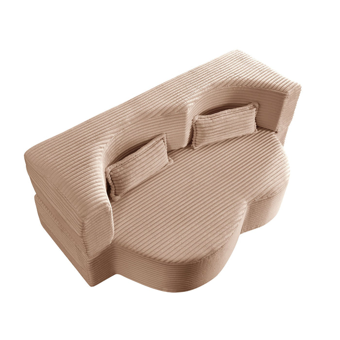 Floor Convertible Sleeper Sofa Bed With 2 Pillows