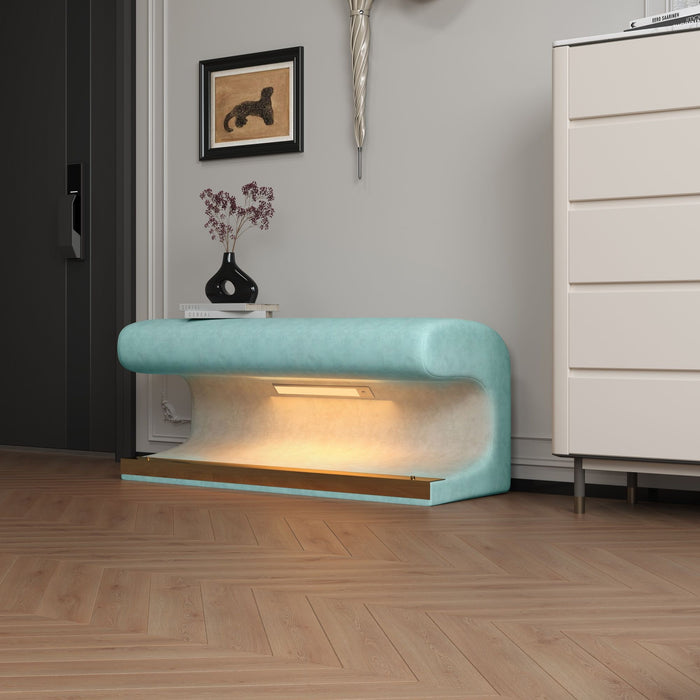 Modern Upholstered Entryway Bench With LED Sensor Light