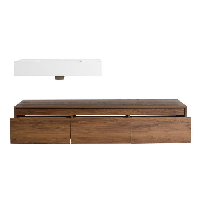 Modern Wall Mounted Bathroom Vanity With Resin Sink And Soft Close Drawer