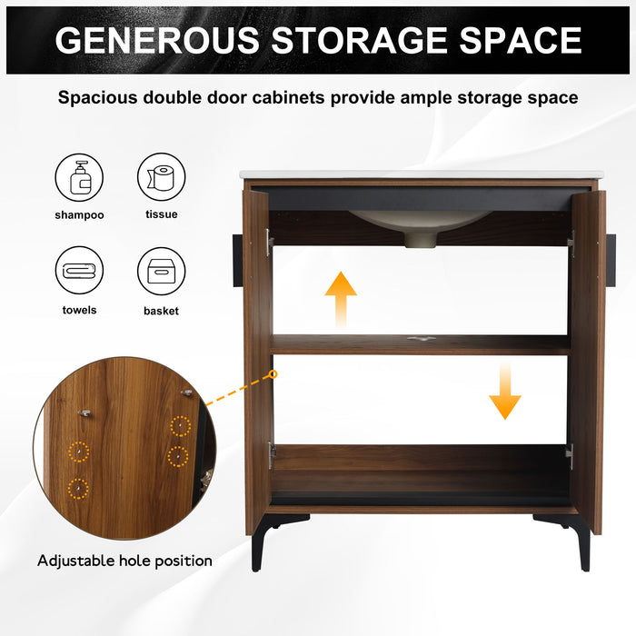 Modern Bathroom Vanity With Top Sink, Engineered Wood Storage Cabinet