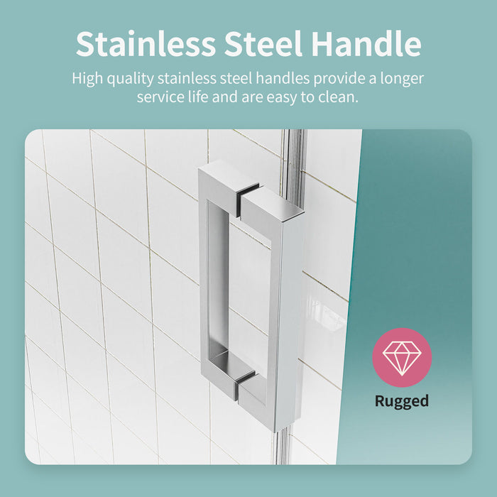 Frameless Sliding Shower Door With Soft- Close, 3 / 8" Tempered Glass