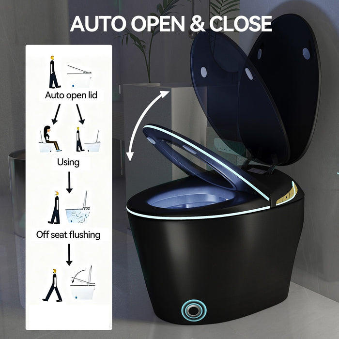 Unique Smart Toile With Built In Bidet, Auto Open / Close Seat, Foot Sensor, LED Display, Night Light, Warm Water & Dryer Ceramic