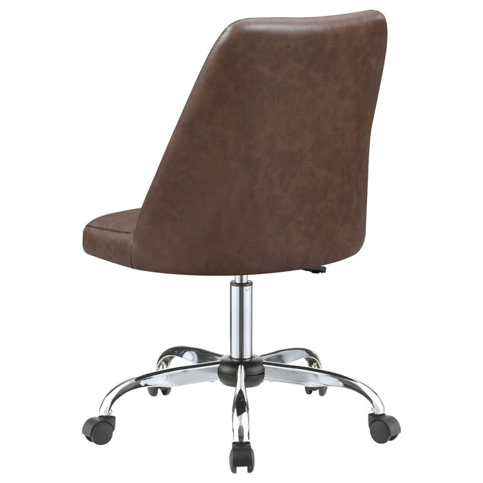 Adjustable Office Chair With Diamond Tufted Backrest Base - Brown