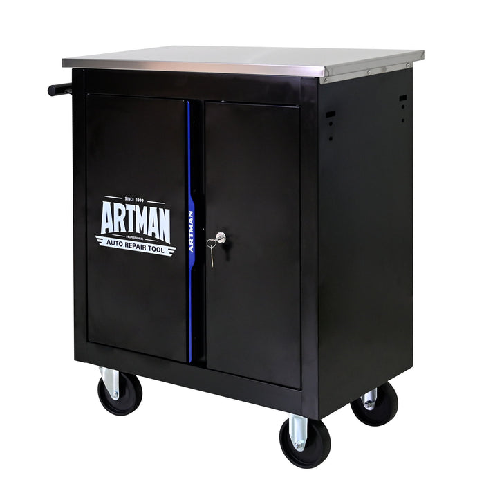 Movable Lockable Double Door Partition With Lock Multi Functional Hardware Storage Tool Car Auto Repair Locker - Black / Blue