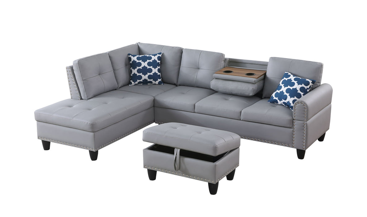 Irine - Sectional Sofa With Ottoman - Gray