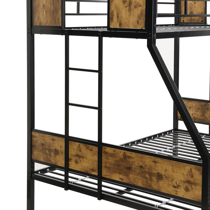 Modern Metal Bunk Bed With Side Ladders And Guardrail