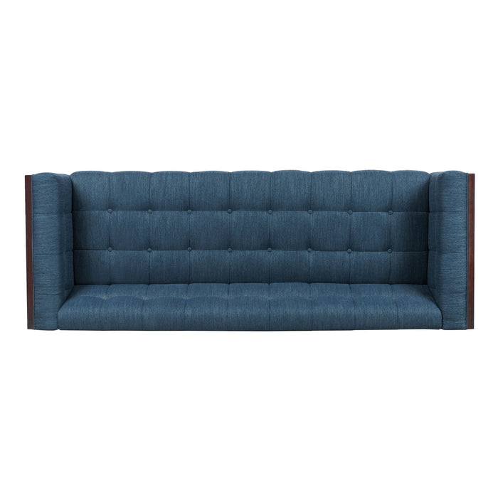 Contemporary Mid-Century Charm 3 Seater Sofa With Button Tufted Waffle Stitching