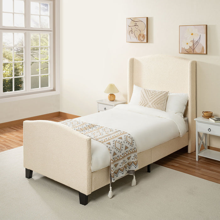 Platform Bed Frame With Tall Headboard And High Footboard