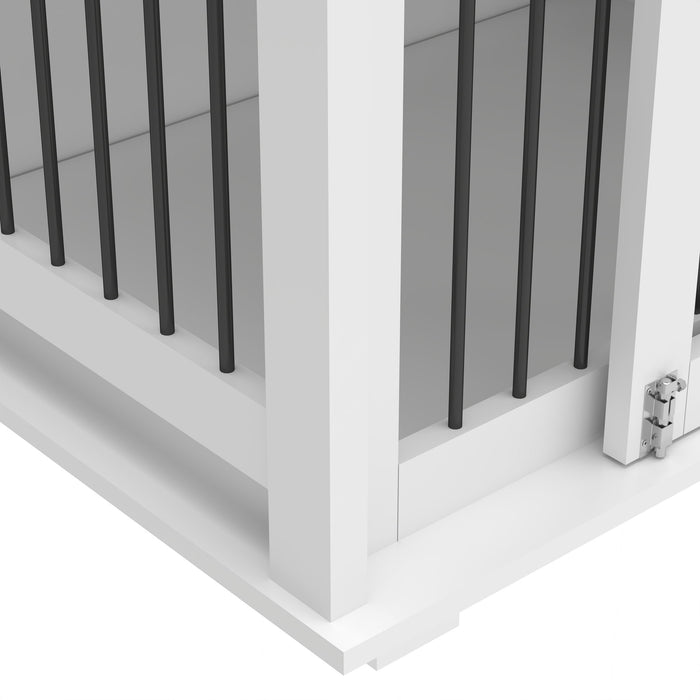 Large Dog Crate, Water Resistant Indoor Pets Furniture Double Dog Crates - Brown White