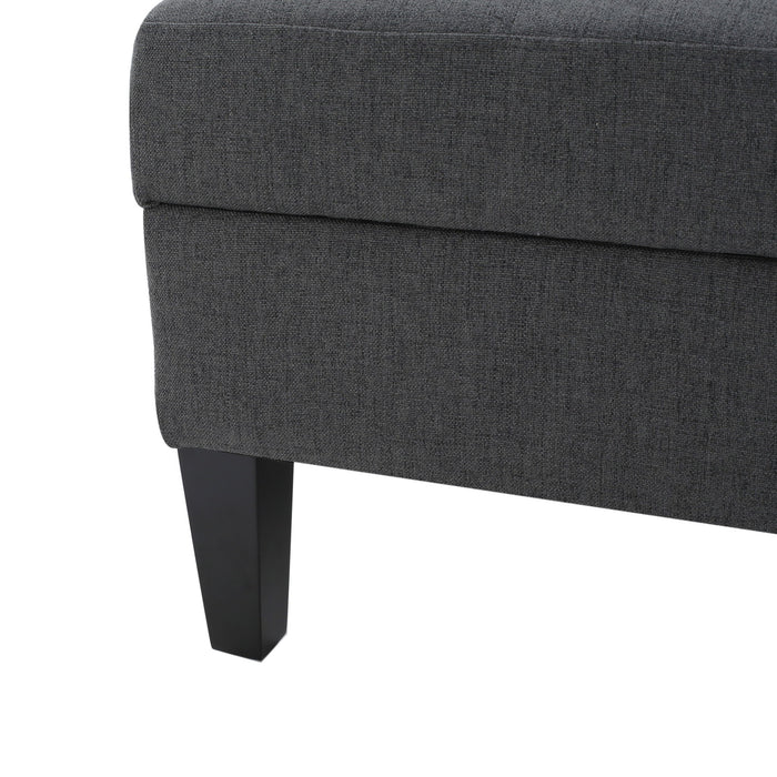 Storage Ottoman With Birch Wood Legs And Cushioned Top For Comfort