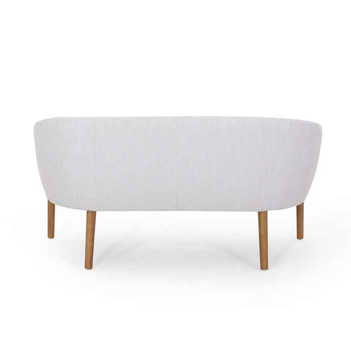 Mid Century Modern Loveseat With Channel Stitched Backrest