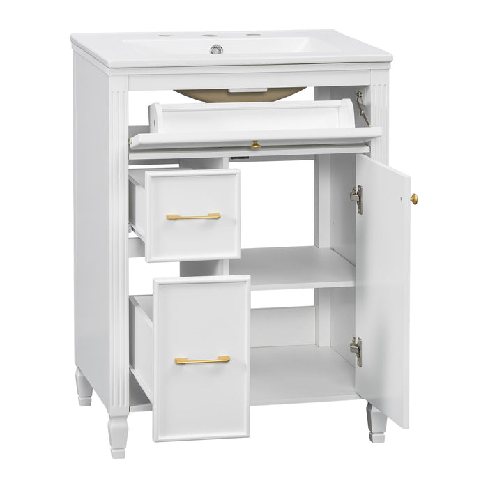 Freestanding Bathroom Vanity With Sink, Soft Close Door, Tip Out Drawer