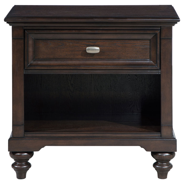 Berwick - 1 Drawer Nightstand With Open Cubby - Dark Oak