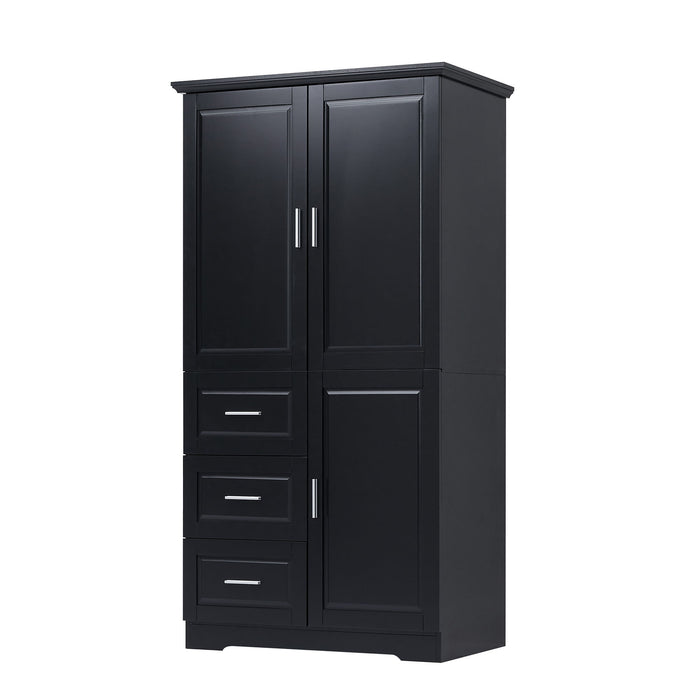 Tall Wide Storage Cabinet With Doors, 3 Drawers