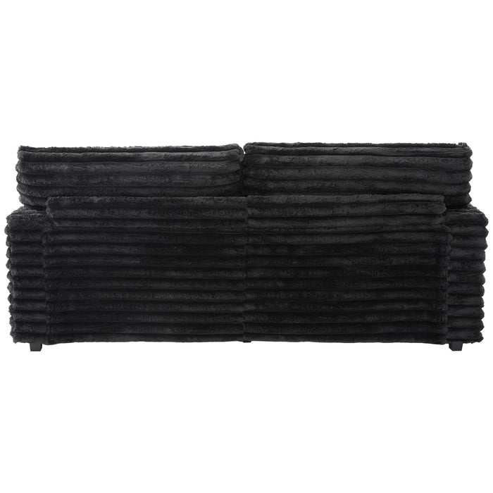 Plush Oversized Double Chaise Lounge Sofa Bed With USB Ports And Cup Holders